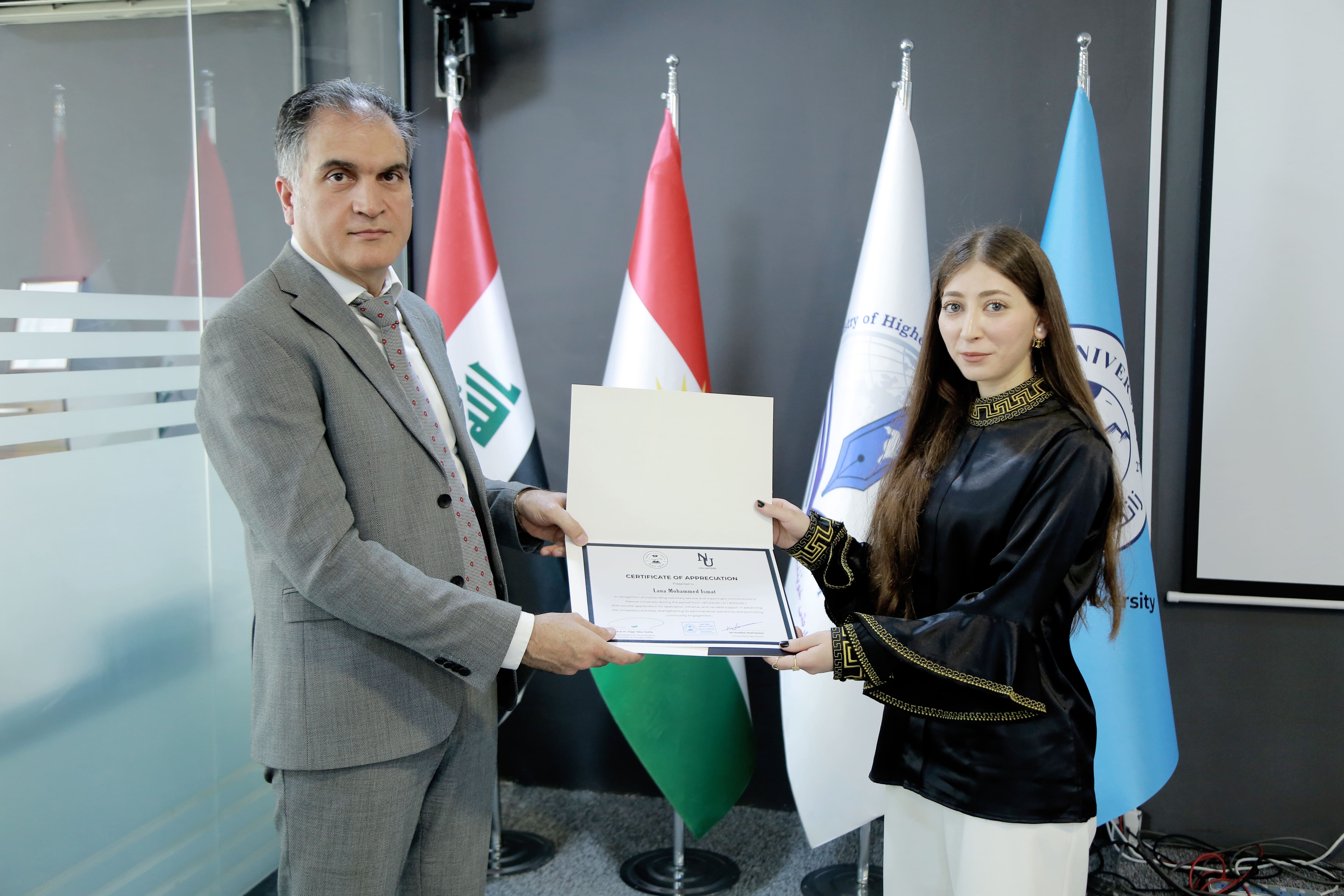 Under the Auspices of the University President, Nawroz University Honors Volunteers for the 2025-2026 Academic Year