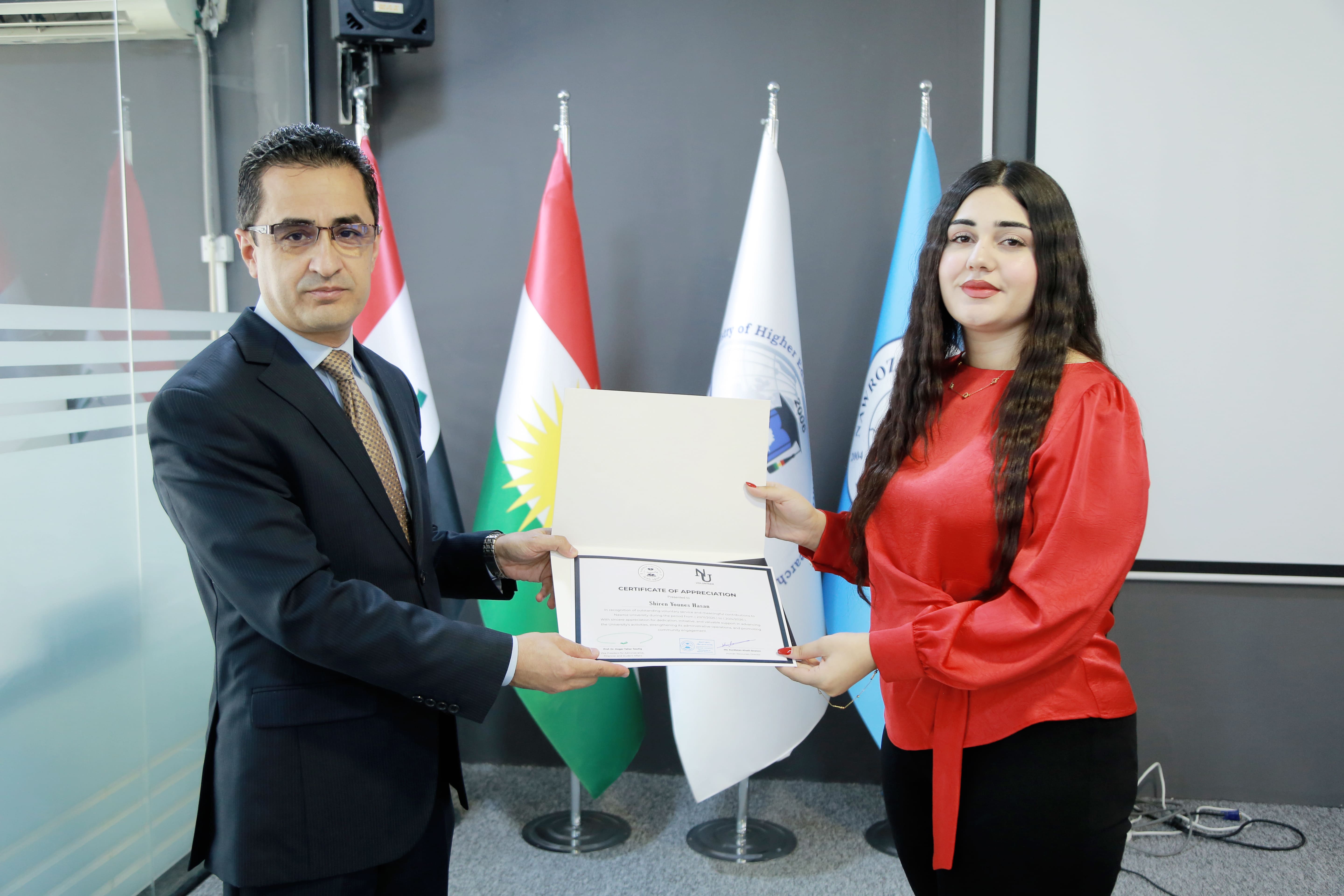 Under the Auspices of the University President, Nawroz University Honors Volunteers for the 2025-2026 Academic Year