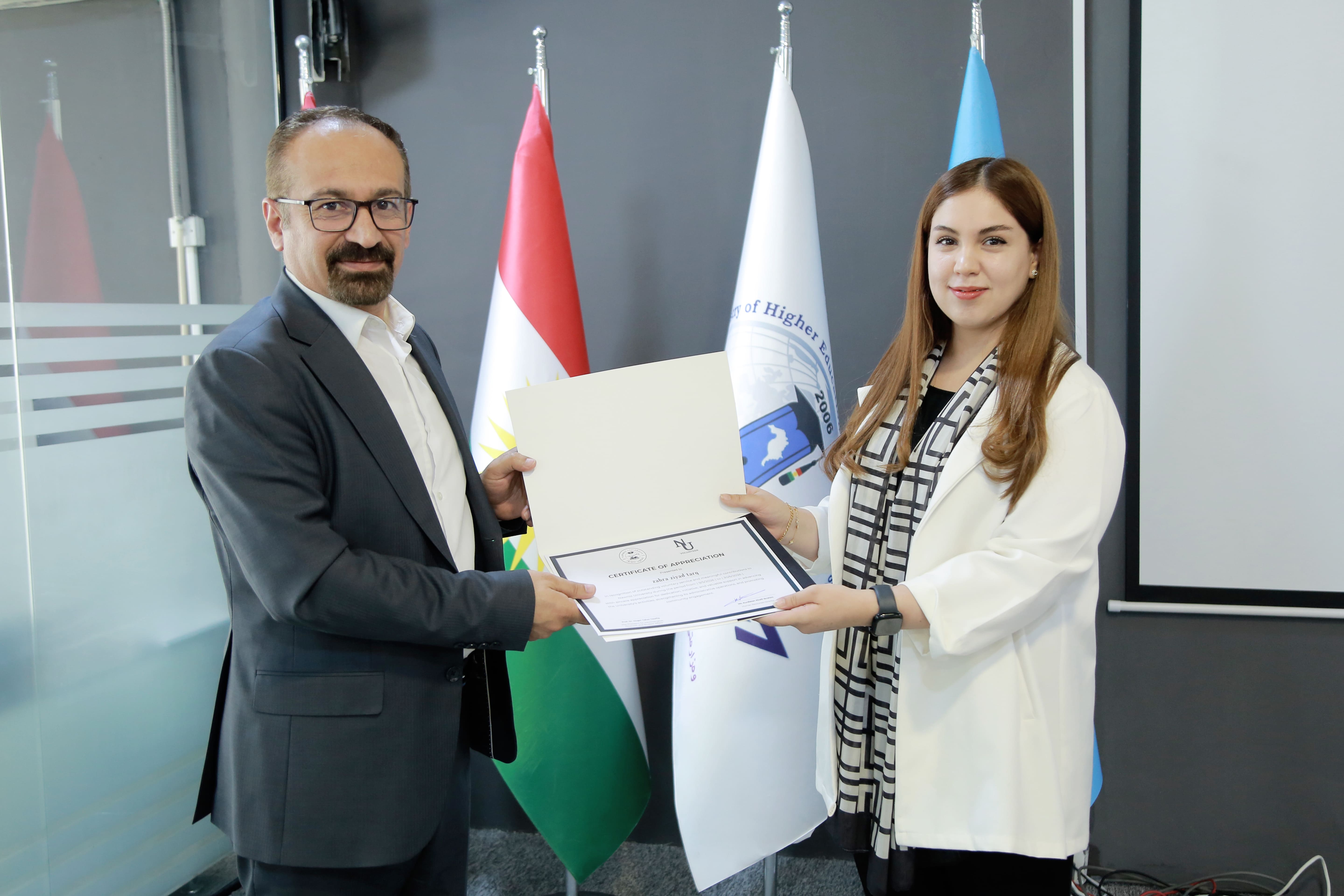 Under the Auspices of the University President, Nawroz University Honors Volunteers for the 2025-2026 Academic Year