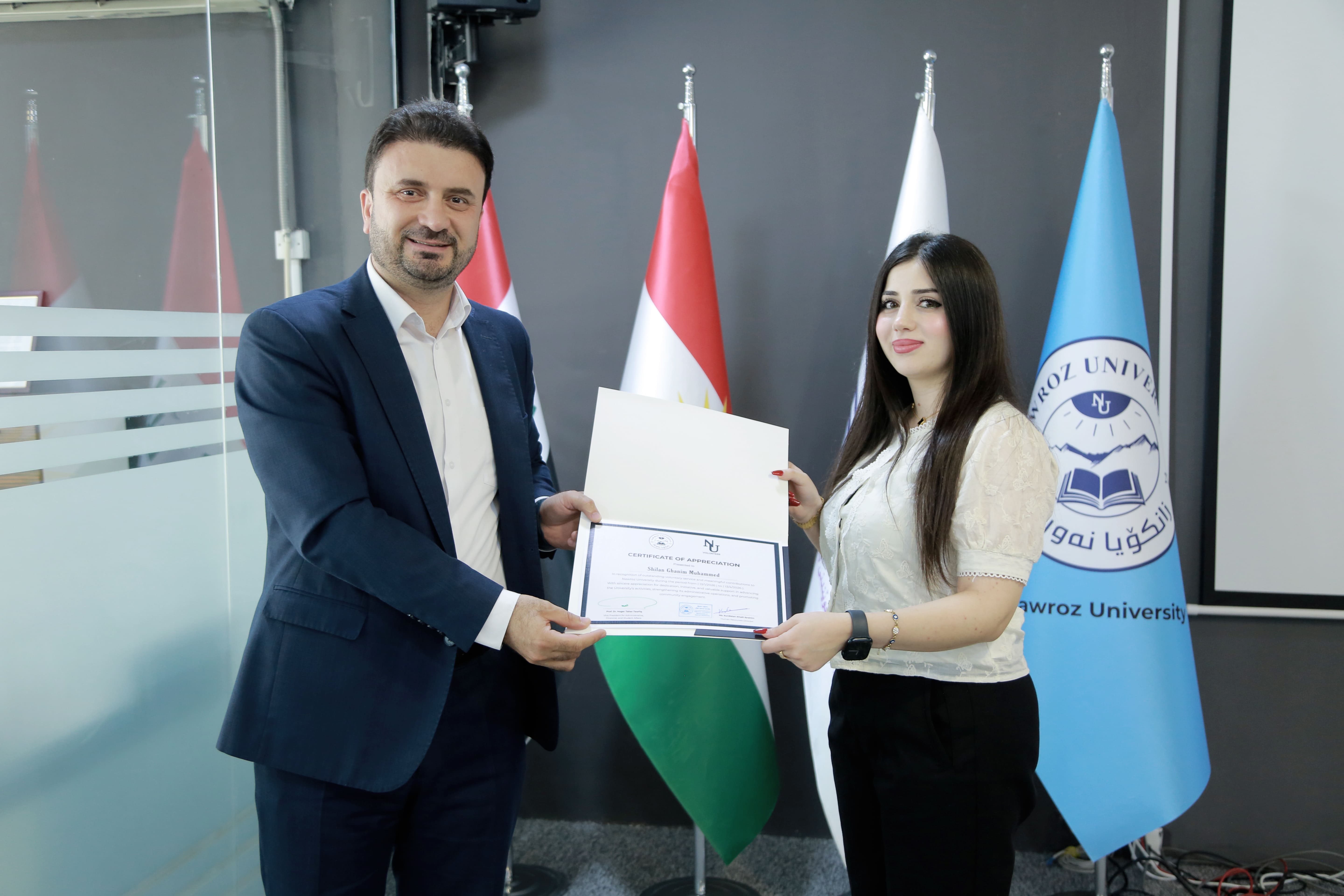 Under the Auspices of the University President, Nawroz University Honors Volunteers for the 2025-2026 Academic Year