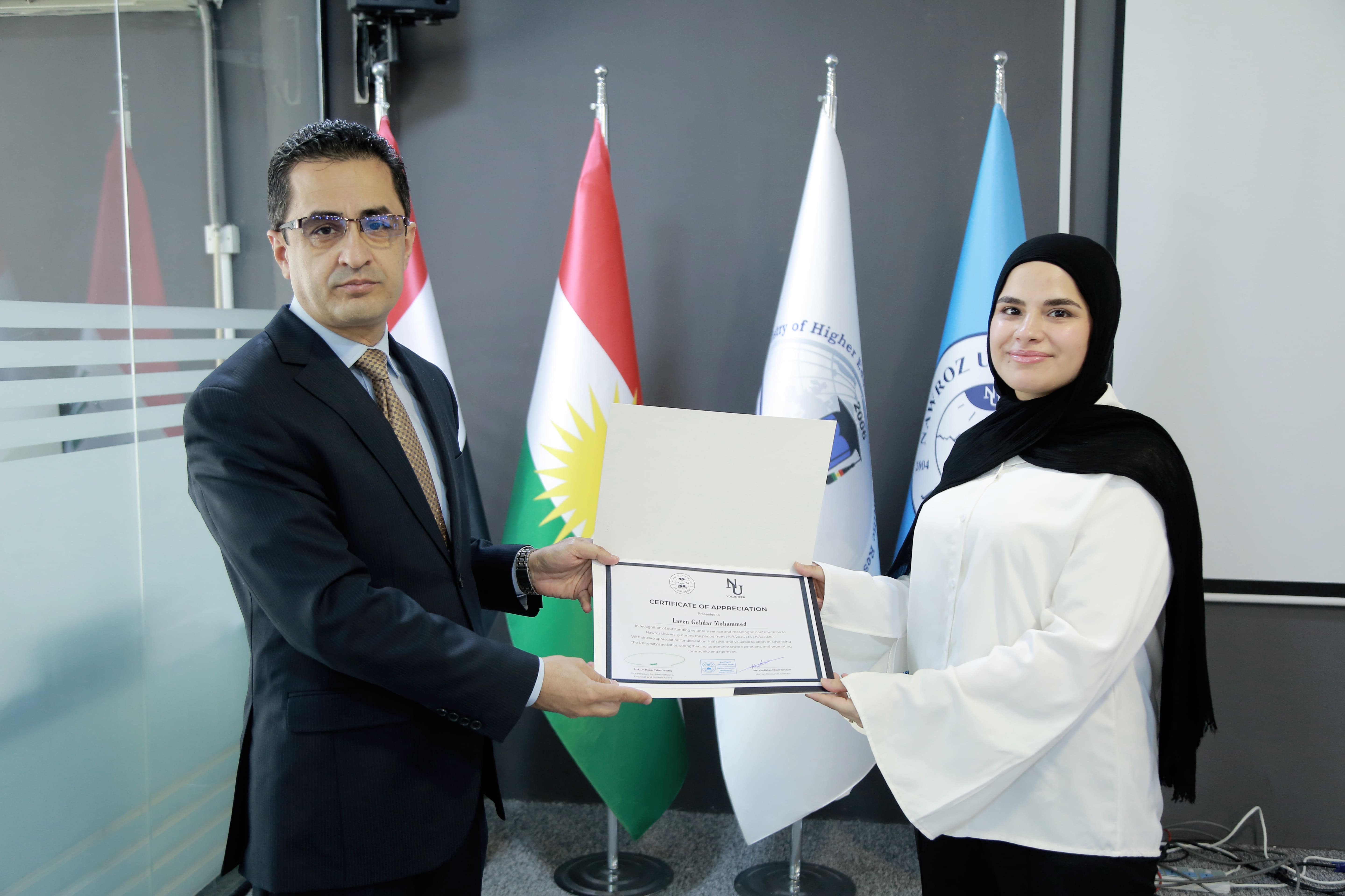 Under the Auspices of the University President, Nawroz University Honors Volunteers for the 2025-2026 Academic Year
