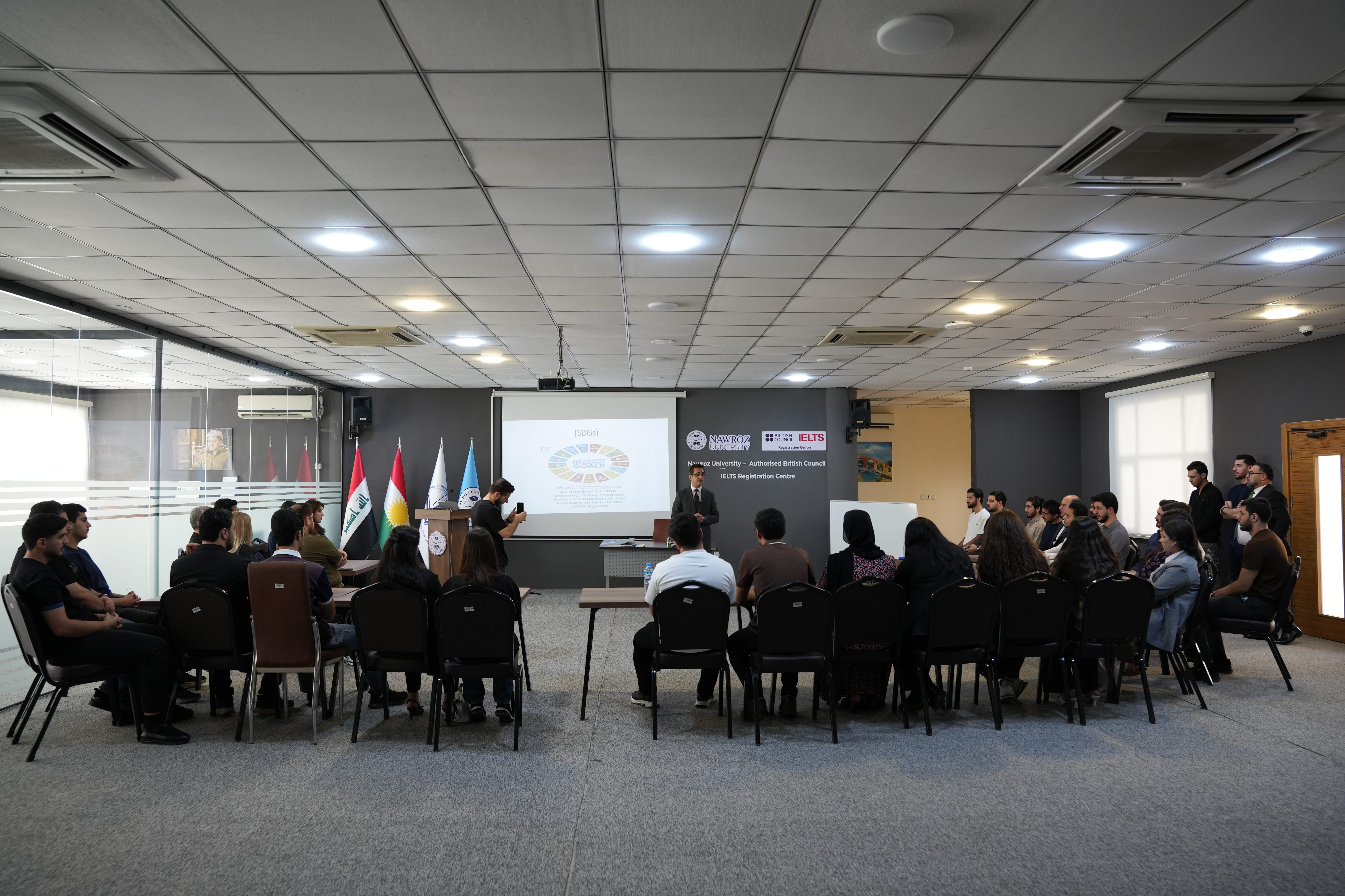 A workshop titled "Sustainable Development in the Iraqi State (2015–2030)" was held at Nawroz University
