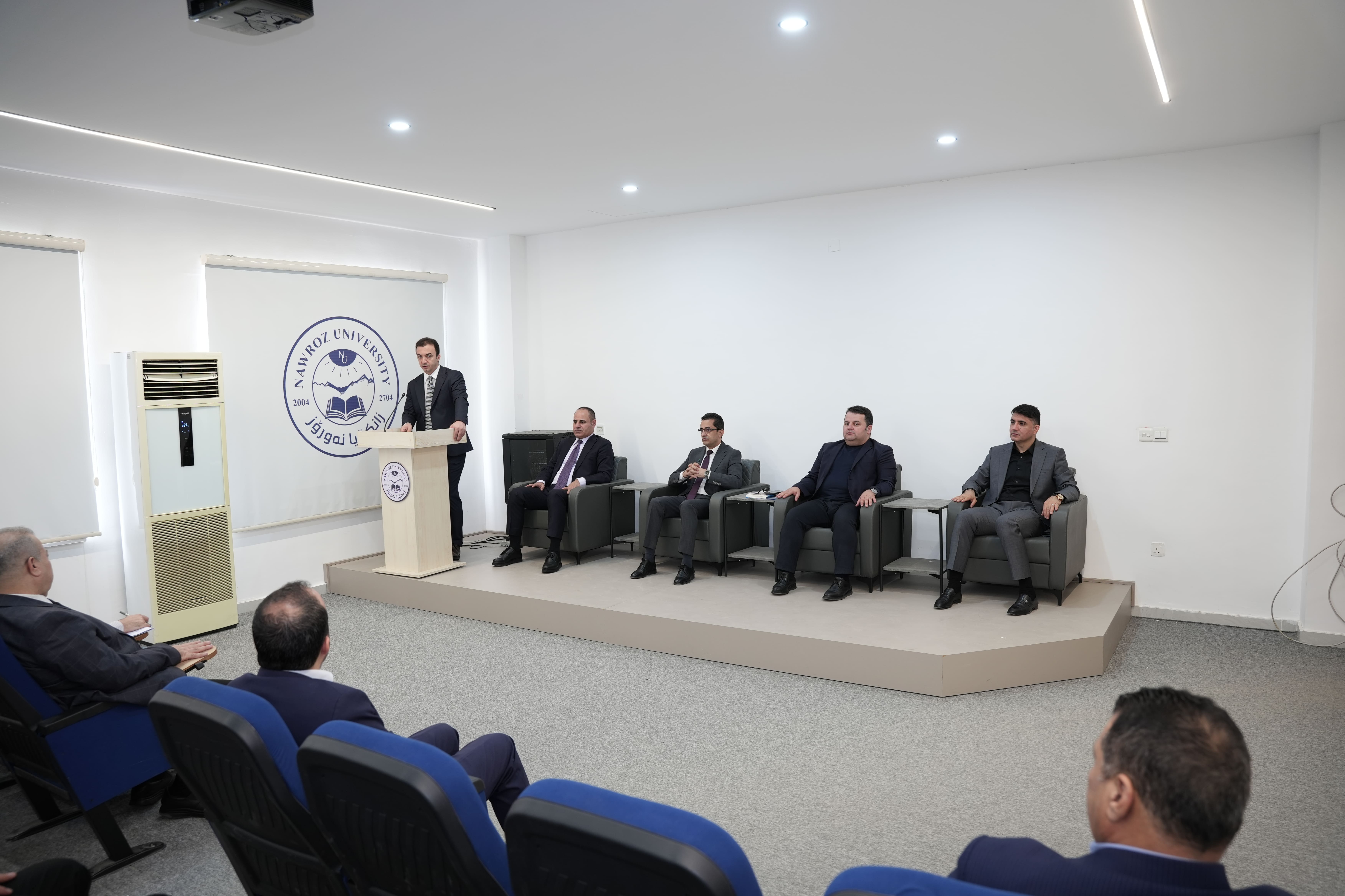 A seminar at Nawroz University on "Procedures for the Professional Code of Conduct for University Faculty and Student Behavior."